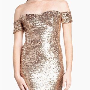 Dress the Population Strapless Gold Sequin Dress
